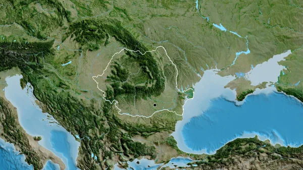 Romániai Határ Menti Terület Közelsége Műholdas Térképen Remek Pont Körvonalazza — Stock Fotó