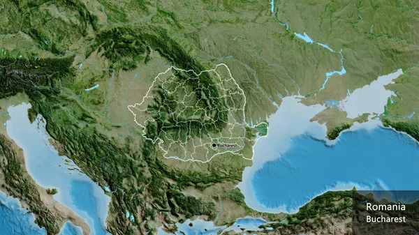 Primer Plano Zona Fronteriza Rumanía Sus Fronteras Regionales Mapa Por —  Fotos de Stock