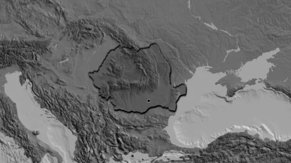 Крупним Планом Прикордонна Зона Румунії Підсвічується Темним Накладенням Карту Жовчі — стокове фото