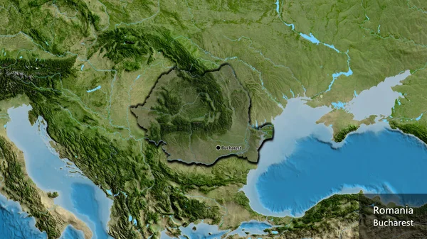 Detailní Záběr Rumunské Pohraniční Oblasti Tmavým Překrytím Satelitní Mapě Fakt — Stock fotografie