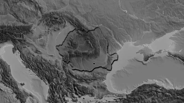 Γκρο Πλαν Της Μεθοριακής Περιοχής Της Ρουμανίας Σκοτεινή Επικάλυψη Χάρτη — Φωτογραφία Αρχείου