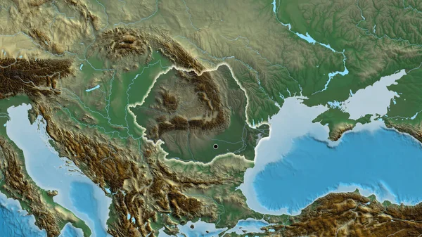 Крупный План Приграничной Зоны Румынии Темным Наложением Рельефную Карту Отличный — стоковое фото
