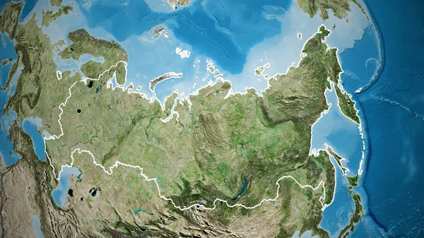 卫星地图上俄罗斯边境地区的特写 资本点 国家形貌概述 — 图库照片