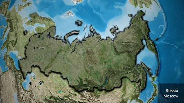 러시아 지역의 촬영은 지도에 오버레이로 조명되고 국토의 가장자리를 나라의 — 스톡 사진
