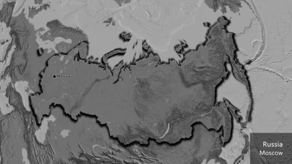 Nahaufnahme Des Russischen Grenzgebiets Auf Einer Zweistufigen Karte Kapitalpunkt Abgeschrägte — Stockfoto