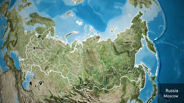Close Van Het Grensgebied Regionale Grenzen Van Rusland Een Satellietkaart — Stockfoto