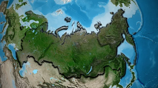 Крупный План Приграничной Зоны России Выделяющийся Тёмным Наложением Спутниковую Карту — стоковое фото