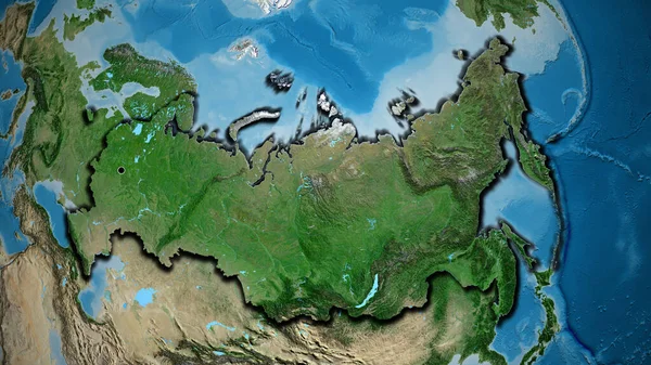Primer Plano Zona Fronteriza Rusia Mapa Satelital Punto Capital Bordes — Foto de Stock