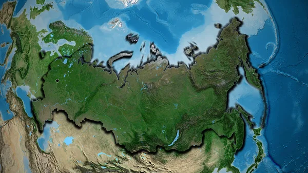 러시아 지역의 촬영은 지도에 오버레이로 조명되고 국토의 가장자리를 — 스톡 사진