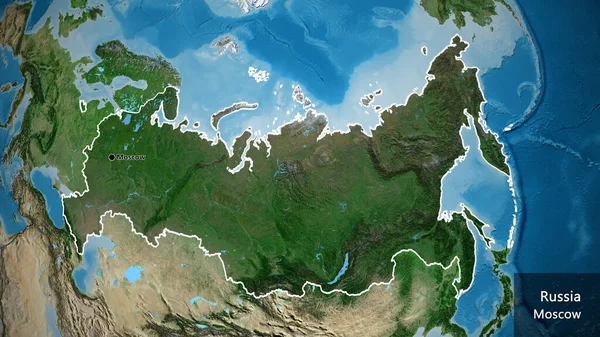 Close Russia Border Area Highlighting Dark Overlay Satellite Map Capital — Stock Photo, Image