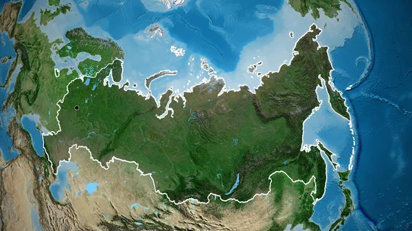 俄罗斯边境地区的特写镜头 用卫星地图上的黑暗覆盖突出显示 资本点 国家形貌概述 — 图库照片