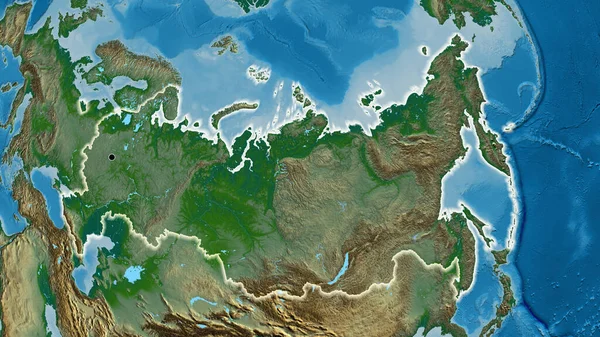 Zbliżenie Rosyjskiej Strefy Przygranicznej Fizycznej Mapie Główny Punkt Blask Wokół — Zdjęcie stockowe