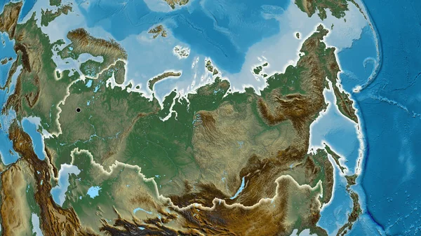 Close Zona Fronteiriça Rússia Num Mapa Socorro Ponto Capital Brilho — Fotografia de Stock