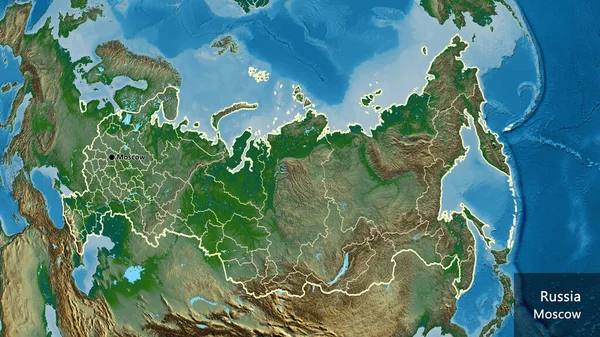 Крупный План Приграничной Зоны России Региональных Границ Физической Карте Отличный — стоковое фото