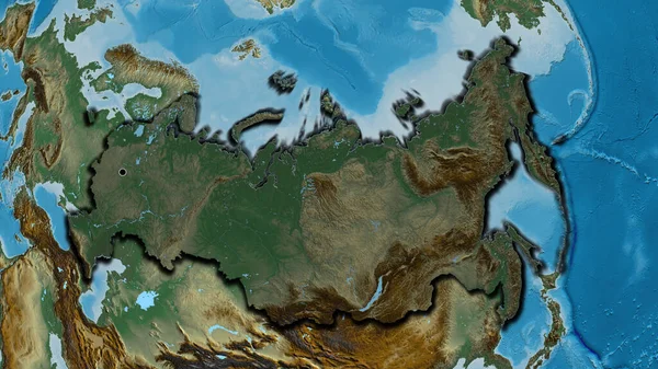 俄罗斯边境地区的特写镜头 用一张解像图上的黑暗阴影凸显出来 资本点 国家形状的斜边 — 图库照片