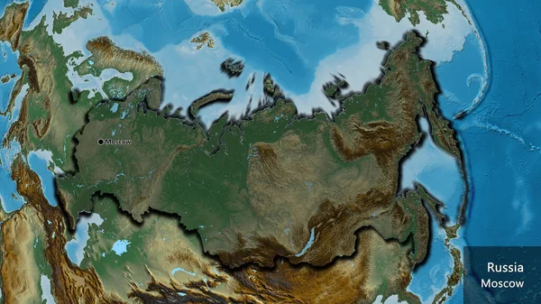 Крупный План Приграничной Зоны России Выделяющийся Тёмным Наложением Рельефную Карту — стоковое фото