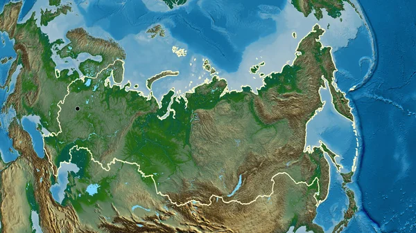 Primer Plano Zona Fronteriza Rusia Mapa Físico Punto Capital Esquema — Foto de Stock