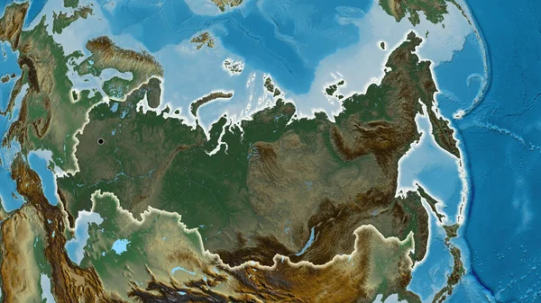Close Área Fronteiriça Rússia Destacando Com Uma Sobreposição Escura Mapa — Fotografia de Stock