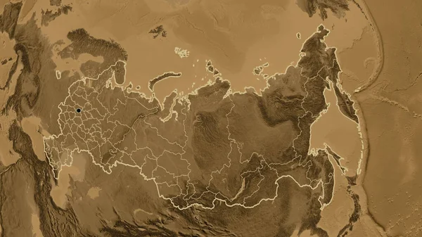 Close Área Fronteira Com Rússia Suas Fronteiras Regionais Mapa Elevação — Fotografia de Stock
