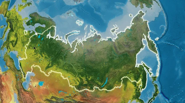 Primer Plano Zona Fronteriza Rusia Mapa Topográfico Punto Capital Brillan — Foto de Stock