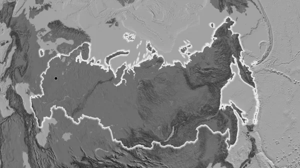レベルマップ上のロシア国境地域の閉鎖 資本ポイント 全国に光る — ストック写真