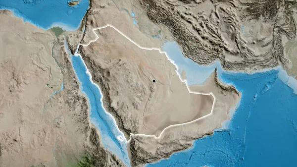Close Área Fronteira Arábia Saudita Mapa Satélite Ponto Capital Brilho — Fotografia de Stock
