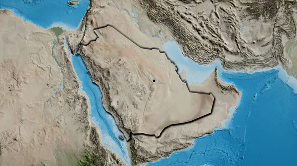Close Área Fronteira Arábia Saudita Mapa Satélite Ponto Capital Bordas — Fotografia de Stock