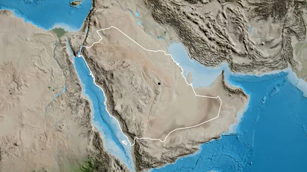 Close Área Fronteira Arábia Saudita Mapa Satélite Ponto Capital Esboço — Fotografia de Stock