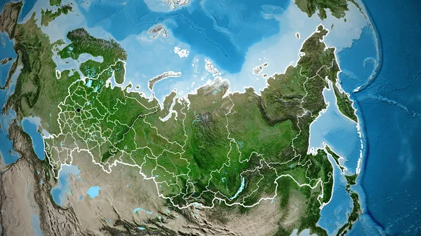 利用卫星地图密切监视俄罗斯边境地区及其区域边界 资本点 国家形貌概述 — 图库照片