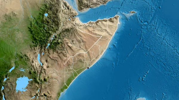 Close Somalia Border Area Its Regional Borders Satellite Map Capital — Stock Photo, Image