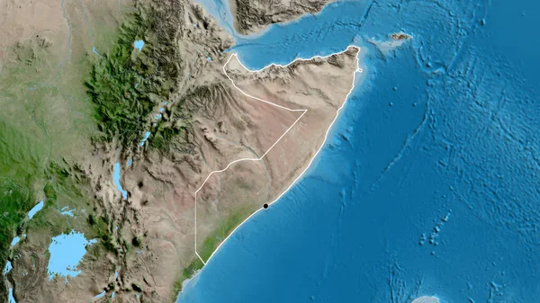 Närbild Somalias Gränsområde Satellitkarta Huvudpunkt Skissera Runt Landet Form — Stockfoto
