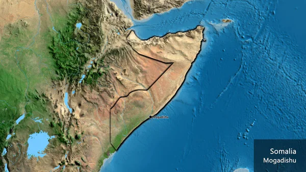 Närbild Somalias Gränsområde Satellitkarta Huvudpunkt Skalade Kanter Landet Form Landets — Stockfoto