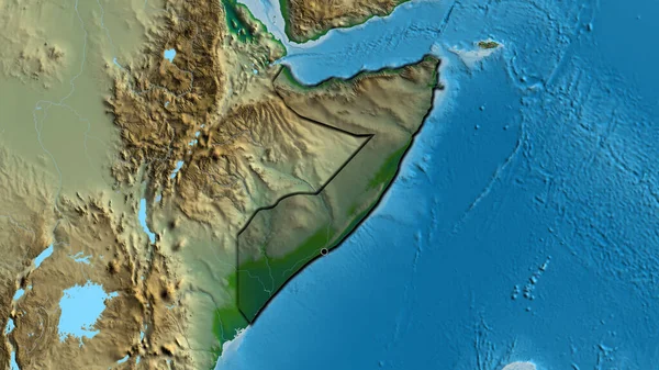 Nahaufnahme Des Grenzgebiets Somalia Hervorgehoben Durch Eine Dunkle Überlagerung Auf — Stockfoto