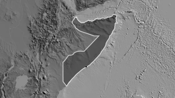 Крупный План Приграничной Зоны Сомали Выделяющийся Тёмным Наложением Двустворчатую Карту — стоковое фото
