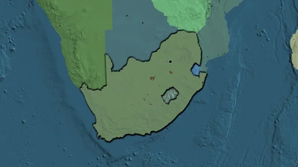 在行政地图上对南非边境地区进行的密切监视 资本点 国家形状的斜边 — 图库照片