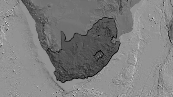 南非边境地区的特写镜头 突出显示了一张双层地图上的黑暗覆盖 资本点 国家形状的斜边 — 图库照片