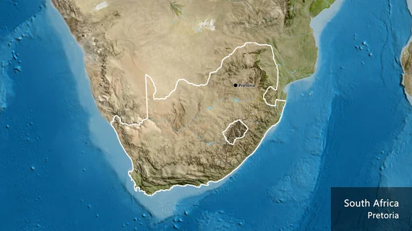 Primer Plano Zona Fronteriza Sudáfrica Mapa Satelital Punto Capital Esquema —  Fotos de Stock