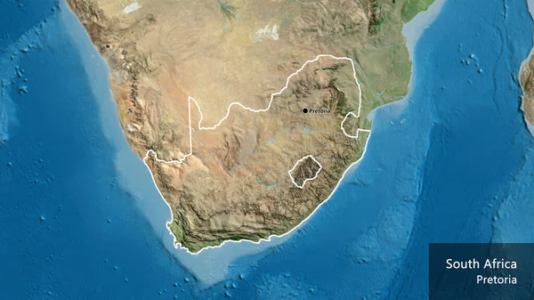 Close South Africa Border Area Satellite Map Capital Point Outline — Stock Photo, Image