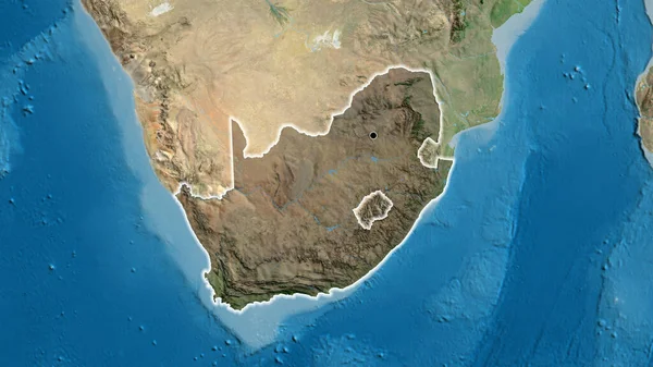 Güney Afrika Sınır Bölgesinin Yakın Çekimleri Bir Uydu Haritasında Koyu — Stok fotoğraf