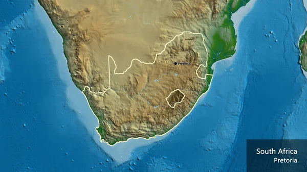 Detailní Záběr Pohraniční Oblasti Jihoafrické Republiky Fyzické Mapě Fakt Obrys — Stock fotografie