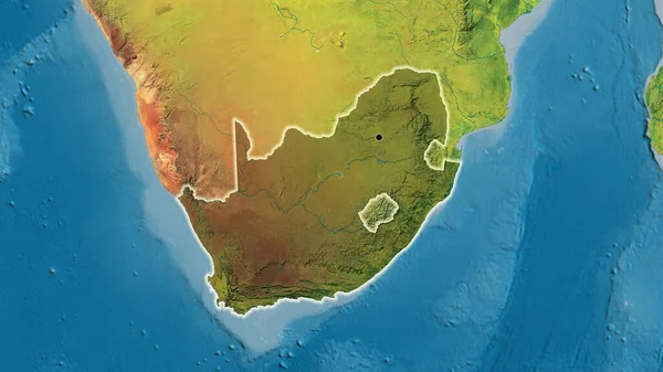 Close South Africa Border Area Highlighting Dark Overlay Topographic Map — Stock Photo, Image