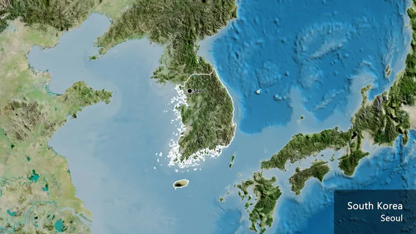Close South Korea Border Area Satellite Map Capital Point Outline — Stock Photo, Image