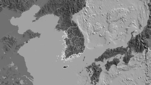 Detailní Záběr Pohraniční Oblasti Jižní Koreje Jejích Regionálních Hranic Dvouúrovňové — Stock fotografie