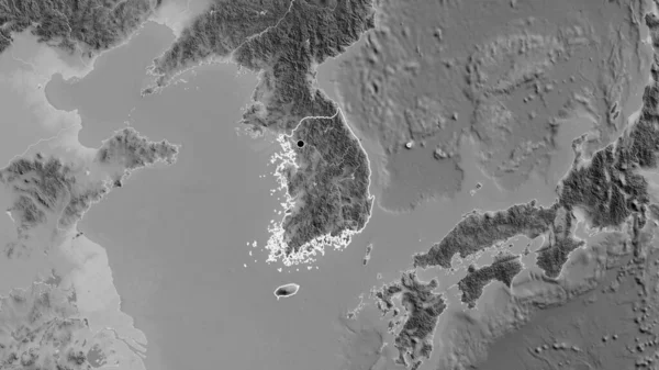 Крупный План Приграничной Зоны Южной Кореи Карте Сером Отличный Момент — стоковое фото