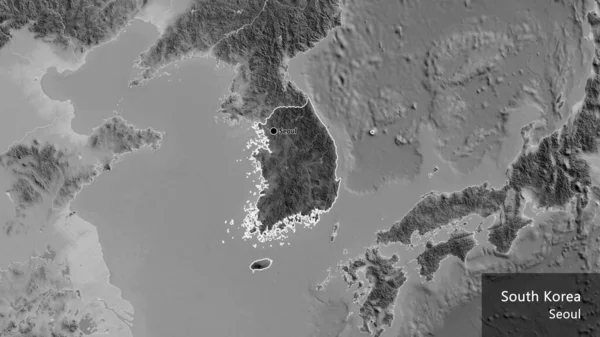 Nahaufnahme Des Südkoreanischen Grenzgebiets Hervorgehoben Durch Eine Dunkle Überlagerung Auf — Stockfoto