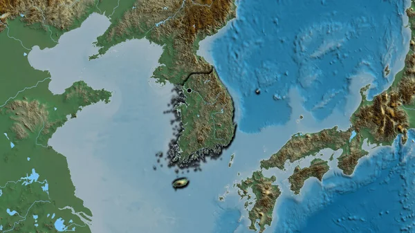 Крупный План Приграничной Зоны Южной Кореи Карте Рельефа Отличный Момент — стоковое фото