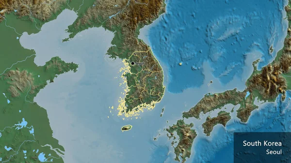 Gros Plan Sur Frontière Sud Coréenne Ses Frontières Régionales Sur — Photo