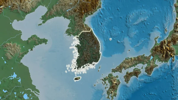 Primo Piano Della Zona Frontiera Della Corea Del Sud Evidenziando — Foto Stock