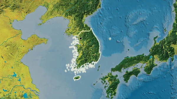 Primer Plano Zona Fronteriza Corea Del Sur Mapa Topográfico Punto —  Fotos de Stock