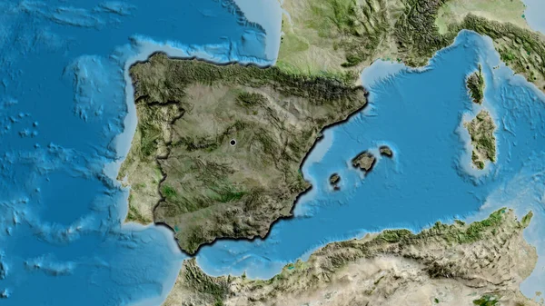 Detailní Záběr Pohraniční Oblasti Španělska Tmavým Překrytím Satelitní Mapě Fakt — Stock fotografie